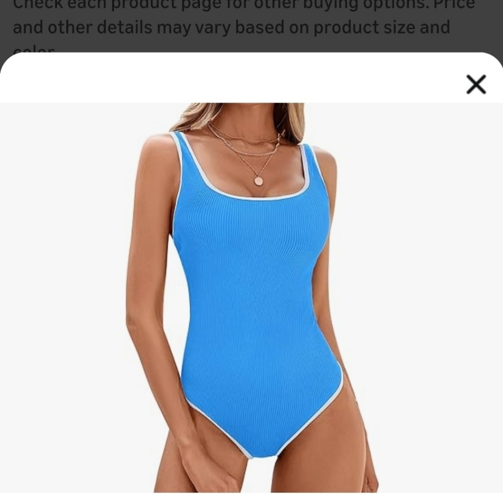 Blue Ribbed Tank Top - Picture 1 of 2